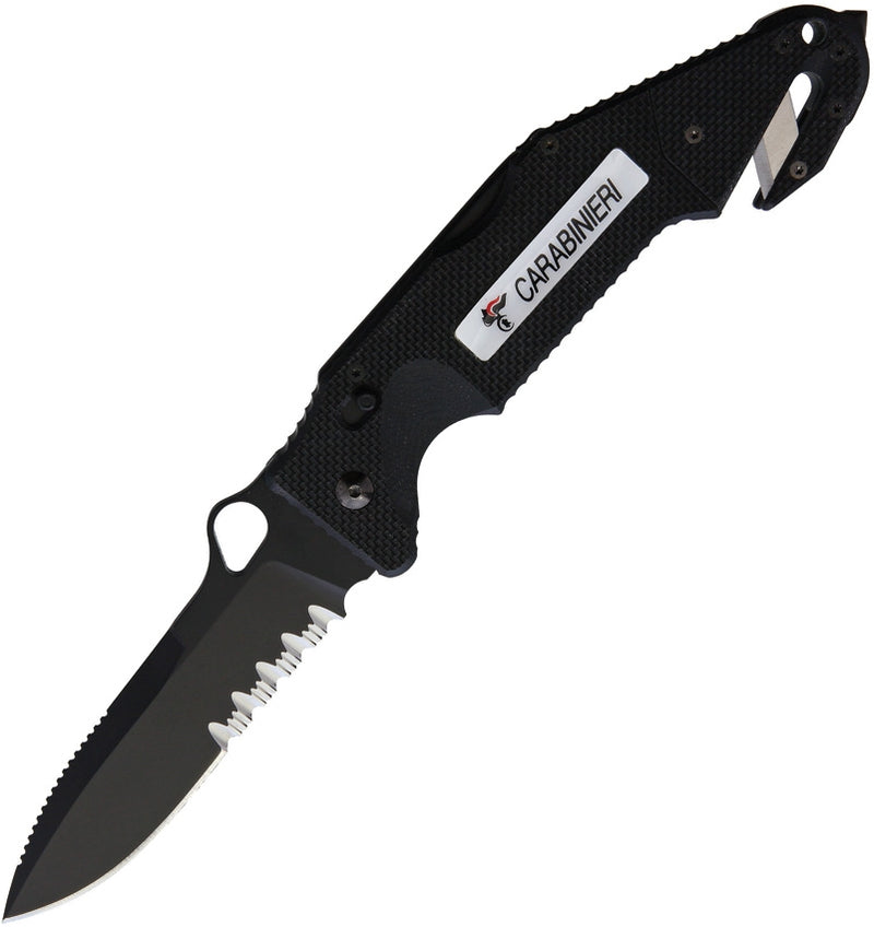 Fox Utility Rescue Folding Knife 4" N690 Steel Blade Black Textured G10 Handle MIR112 -Fox - Survivor Hand Precision Knives & Outdoor Gear Store