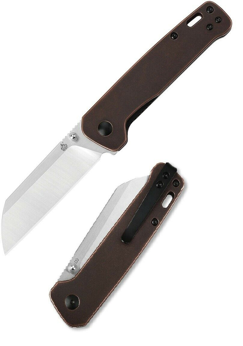 QSP Knife Penguin Linerlock Folding Knife 3" D2 Tool Steel Blade Copper Handle 130K -QSP Knife - Survivor Hand Precision Knives & Outdoor Gear Store