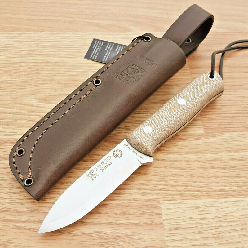 Joker Nordic Fixed Knife 4" 14C28N Steel Full Tang Blade Tan Micarta Handle RCM115 -Joker - Survivor Hand Precision Knives & Outdoor Gear Store