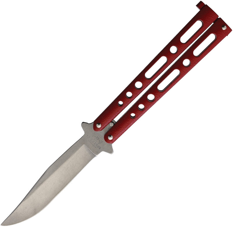 Bear & Son Butterfly Folding Knife 3.38" Carbon Steel Clip Point Blade Red Zinc Handle 117RDSW -Bear & Son - Survivor Hand Precision Knives & Outdoor Gear Store