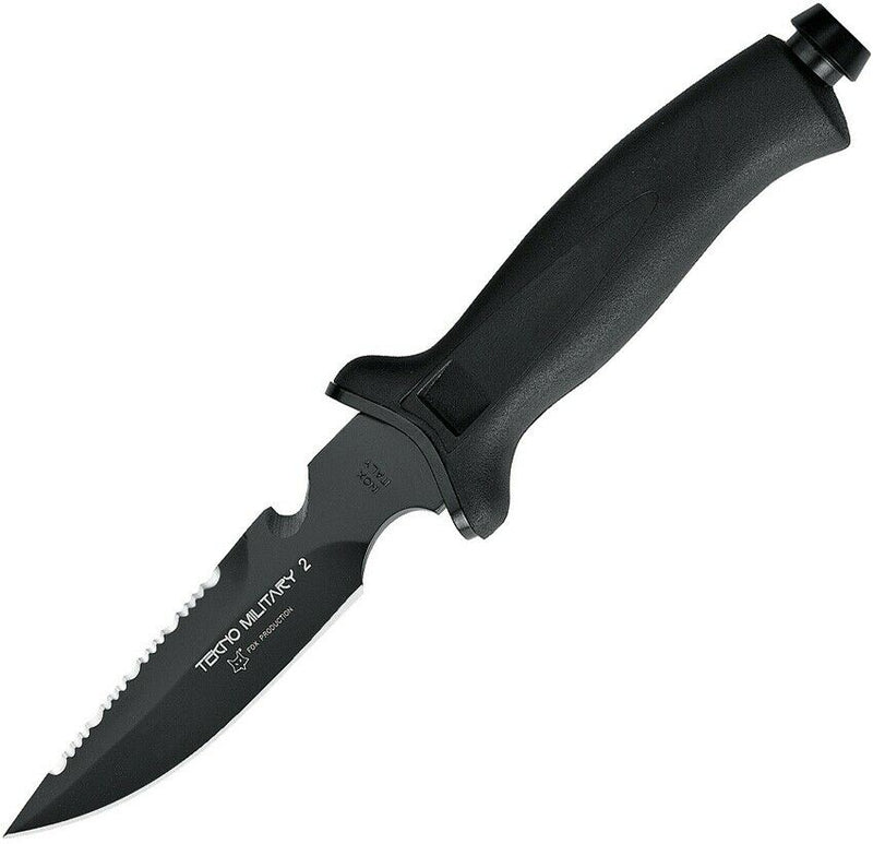 Fox Tecno Military 2 Fixed Knife 4.5" 420 Steel Clip Point Blade Black Rubber Handle X641 -Fox - Survivor Hand Precision Knives & Outdoor Gear Store