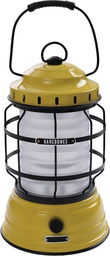 Barebones Living Forest Lantern Dusty Yellow 6" x 9.5" x 6" Warm Ambient LED Light Stamped Steel/Plastic/Rubber Construction RE160 -Barebones Living - Survivor Hand Precision Knives & Outdoor Gear Store