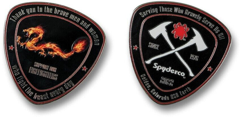 Spyderco Fire Dragon Coin 2022 Giving Thanks to Brave Men And Women Firefighters Metal Construction OINFD2022 -Spyderco - Survivor Hand Precision Knives & Outdoor Gear Store