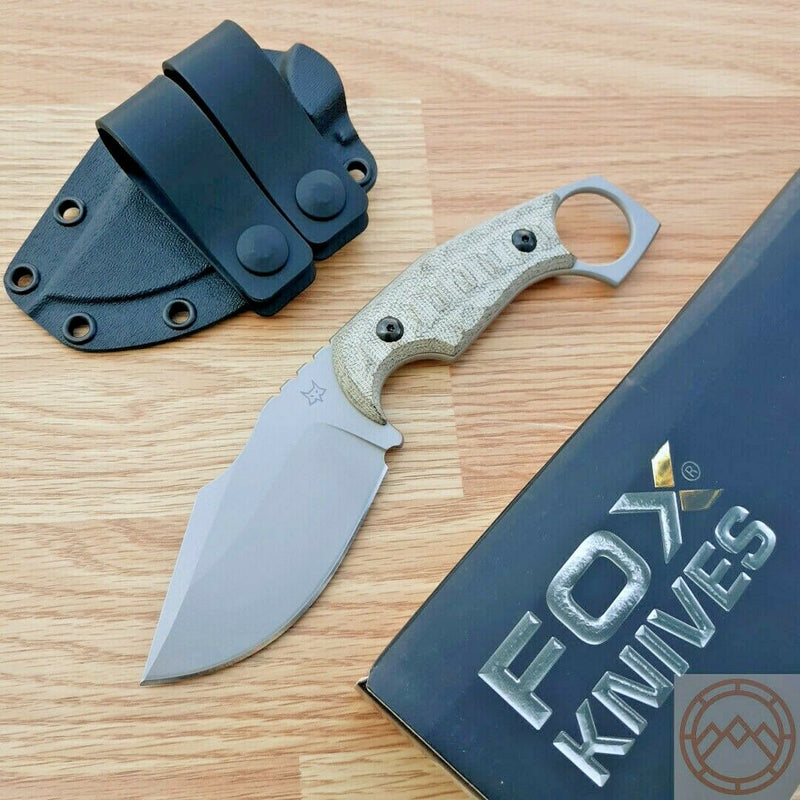 Fox Monkey Thumper Fixed Knife 3.5" Niolox Steel Blade Green Micarta Handle 633OD -Fox - Survivor Hand Precision Knives & Outdoor Gear Store