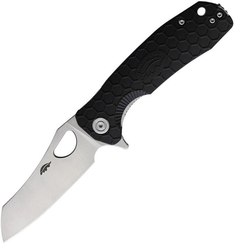 Honey Badger Knives Linerlock Folding Knife 3.13" 8Cr13MoV Steel Warncleaver Blade Black Textured GRN Handle 1038 -Honey Badger Knives - Survivor Hand Precision Knives & Outdoor Gear Store