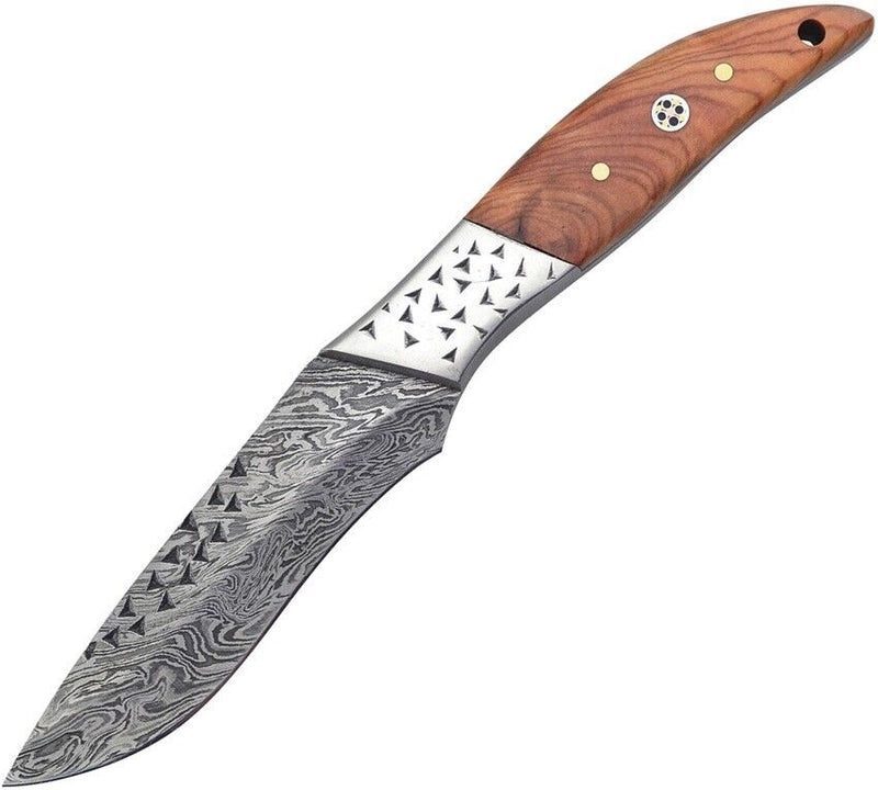 Frost Cutlery Skinner Fixed Knife 3.75" Damascus Steel Blade Olive Wood Handle FD78OW -Frost Cutlery - Survivor Hand Precision Knives & Outdoor Gear Store