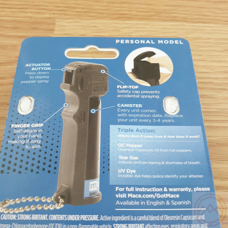 Mace Triple-Action Personal Model Flip-Top Safety Cap Keychain Stream Patter Reaches Up To 12 Feet / 20 Bursts 80841 -Mace - Survivor Hand Precision Knives & Outdoor Gear Store