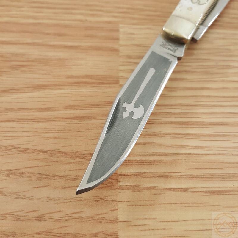 Battle Axe Trapper Pocket Knife Stainless Steel Blades White Jigged Bone Handle -Survivor Hand - Survivor Hand Precision Knives & Outdoor Gear Store