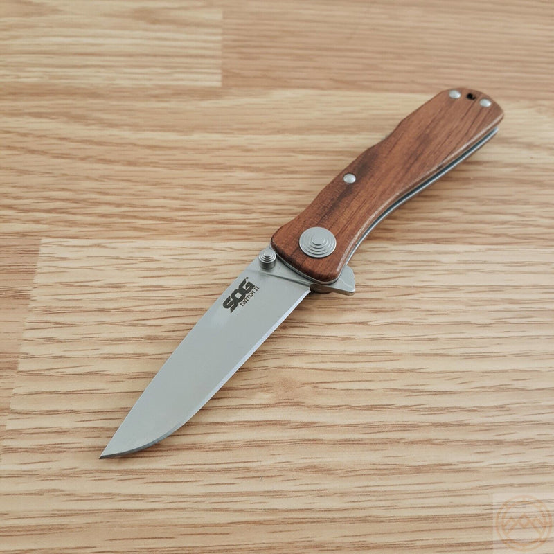 SOG Twitch II Lockback A/O Folding Knife 2.63" AUS-8 Steel Drop Point Blade Rosewood Handle GTWI17CP -SOG - Survivor Hand Precision Knives & Outdoor Gear Store