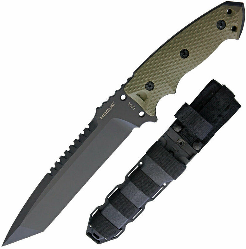 Hogue EX-F01 Fixed Knife 7" A2 Tool Steel Full Tang Tanto Blade Green G10 Handle 35108 -Hogue - Survivor Hand Precision Knives & Outdoor Gear Store