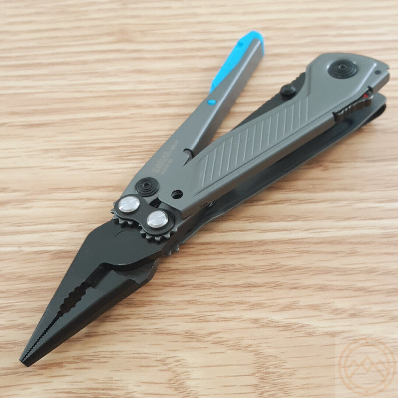 SOG Flash MT Linerlock Multi-Tool With Large Blade And Silver/Cyan Aluminum Handles G29550241 -SOG - Survivor Hand Precision Knives & Outdoor Gear Store