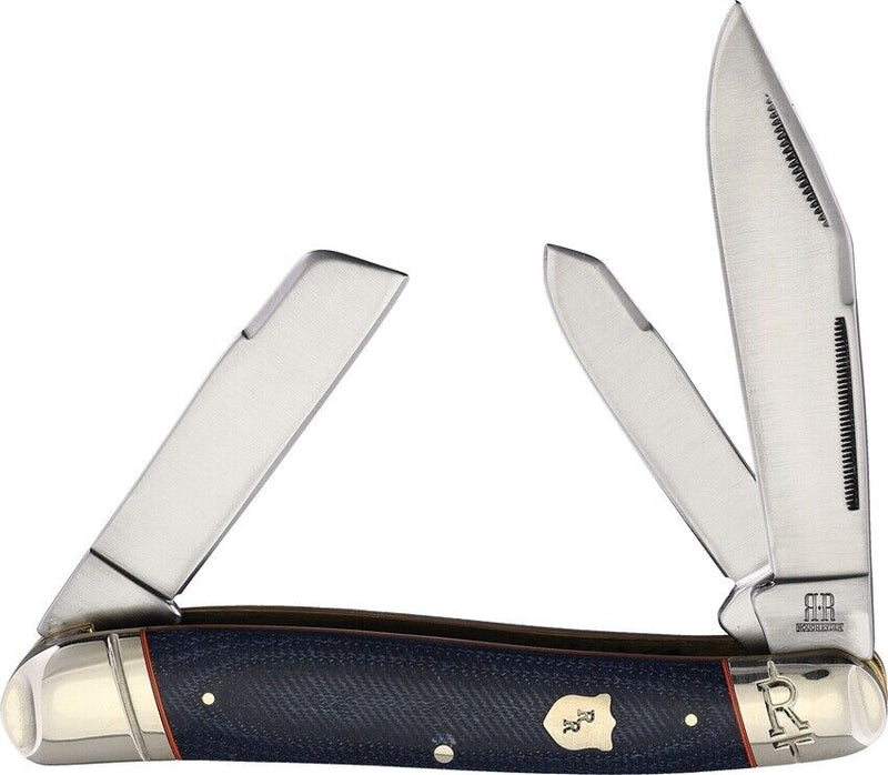 Rough Ryder Stockman Pocket Knife Stainless Steel Blades Blue Jean Micarta Handle 2355 -Rough Ryder - Survivor Hand Precision Knives & Outdoor Gear Store