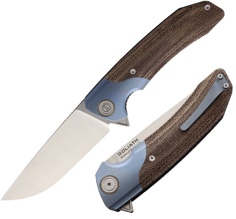 Maxace Goliath 2.0 Liner Folding Knife 4.5" Bohler K110 Steel Blade Brown Micarta Handle MGL202 -Maxace - Survivor Hand Precision Knives & Outdoor Gear Store