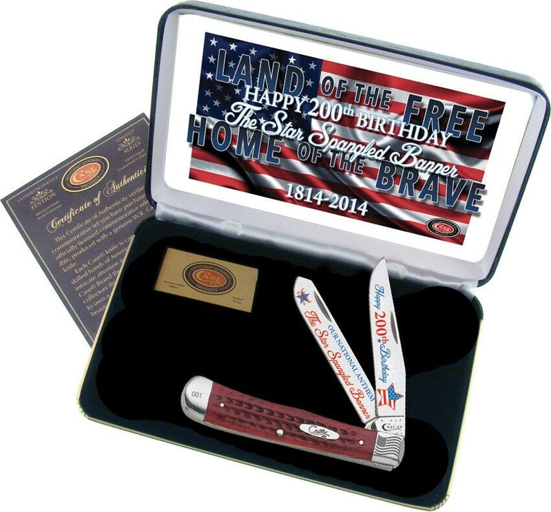 Case XX Star Spangled Banner Trapper Pocket Knife Stainless Steel Blades Red Bone Handle SSBRPB -Case Cutlery - Survivor Hand Precision Knives & Outdoor Gear Store