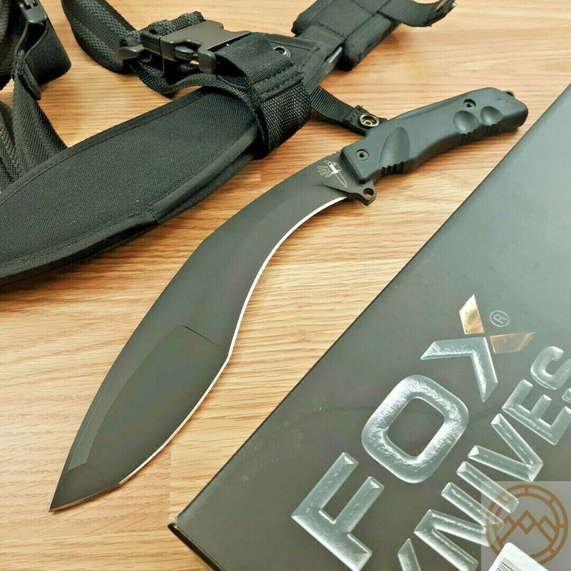 Fox Exteme Kukri Fixed Machete 9.5" N690Co Steel Full Tang Blade Black Forprene Handle 9CM05T -Fox - Survivor Hand Precision Knives & Outdoor Gear Store