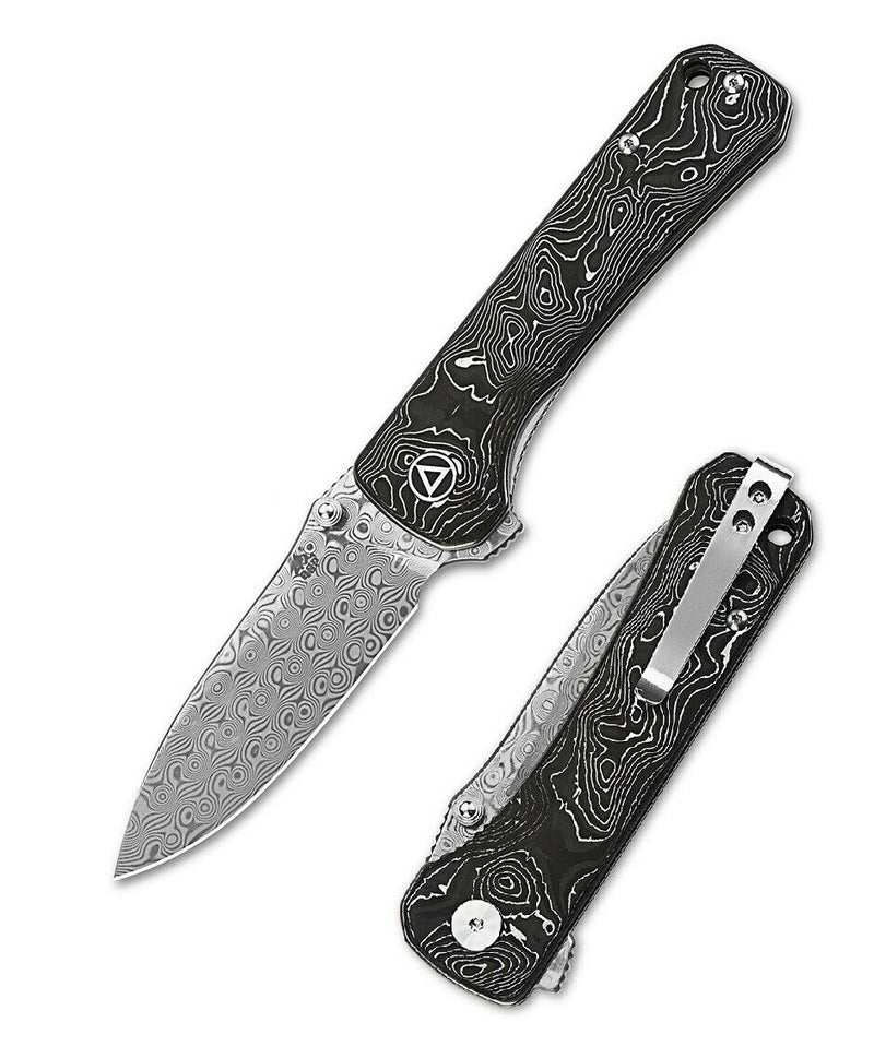 QSP Knife Folding Knife 3.25" Damascus Steel Blade Aluminium / Carbon Fiber Handle 131Q -QSP Knife - Survivor Hand Precision Knives & Outdoor Gear Store