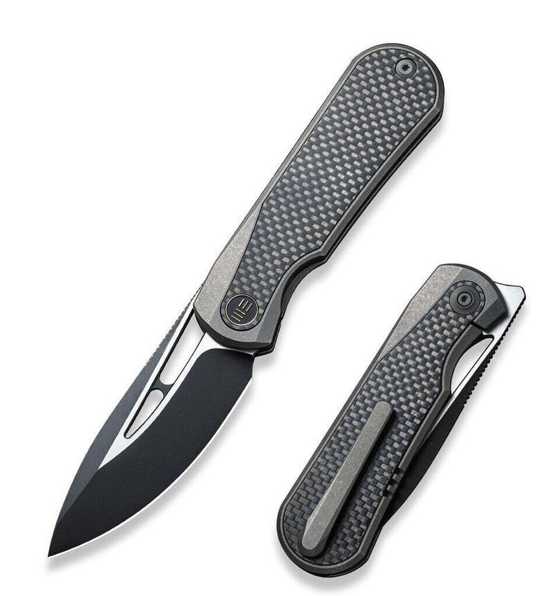 We Knife Co Baloo Frame Folding Knife 3.25" CPM-20CV Steel Blade Stonewash Finish Titanium/Twill Carbon Fiber Inlay Handle 210332 -We Knife Co - Survivor Hand Precision Knives & Outdoor Gear Store