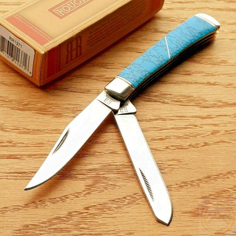 Rough Ryder Trapper Pocket Knife 440A Steel Blade Imitation Turquoise Handle 1371 -Rough Ryder - Survivor Hand Precision Knives & Outdoor Gear Store