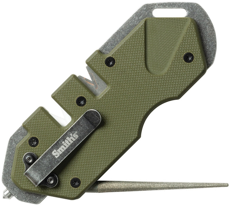 Smith's Sharpeners PP1 Tactical Sharpener Stainless Frame Glass Breaker OD Green 50981 -Smith´s Sharpeners - Survivor Hand Precision Knives & Outdoor Gear Store