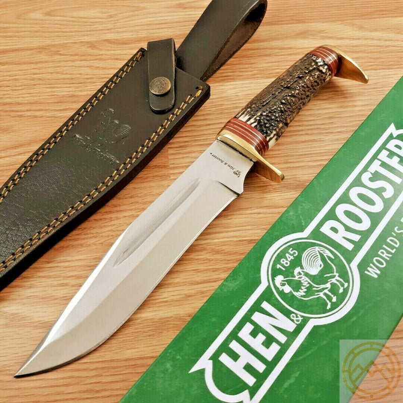 Hen & Rooster Fixed Knife 7.25" Stainless Steel Clip Point Blade Deer Stag Handle 185 -Hen & Rooster - Survivor Hand Precision Knives & Outdoor Gear Store