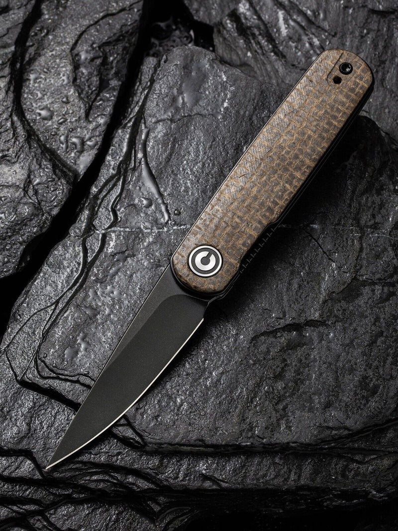 Civivi Lumi Folding Knife 2.56" Sandvik 14C28N Steel Drop Point Blade Brown Burlap Micarta Handle VC200245 -Civivi - Survivor Hand Precision Knives & Outdoor Gear Store