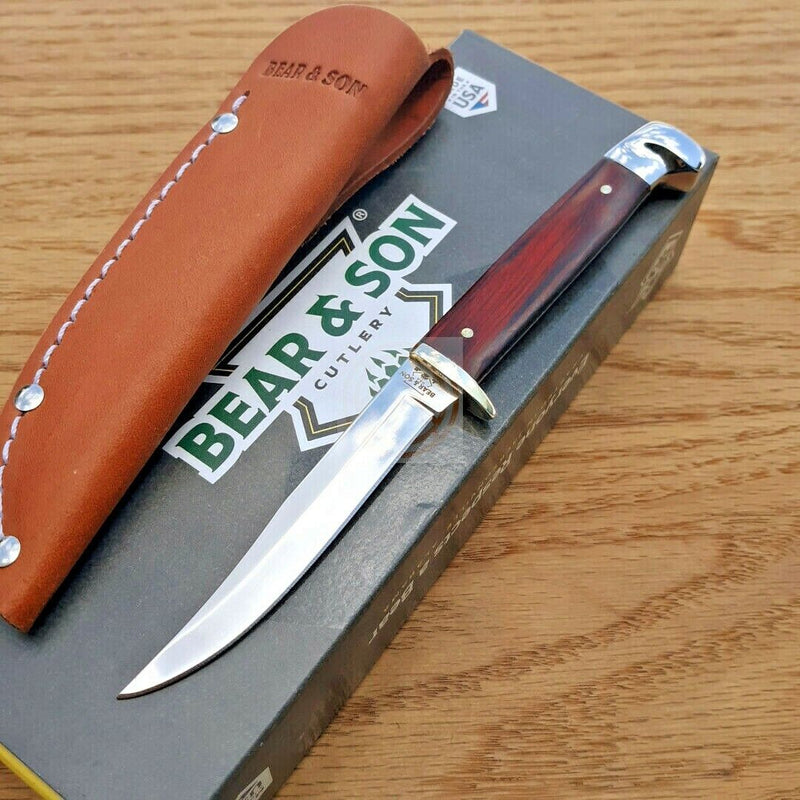 Bear & Son Small Hunter Fixed Knife 3" Stainless Steel Clip Point Blade Rosewood Handle 263R -Bear & Son - Survivor Hand Precision Knives & Outdoor Gear Store