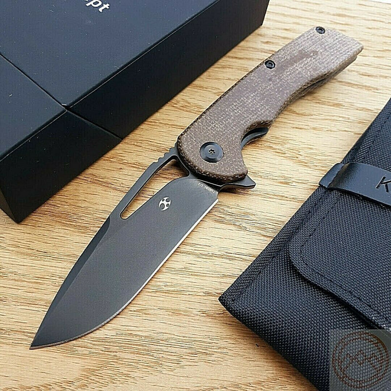 Kansept Knives Kyro Folding Knife 3.5" D2 Tool Steel Blade Brown Canvas Micarta Handle 1001B1 -Kansept Knives - Survivor Hand Precision Knives & Outdoor Gear Store