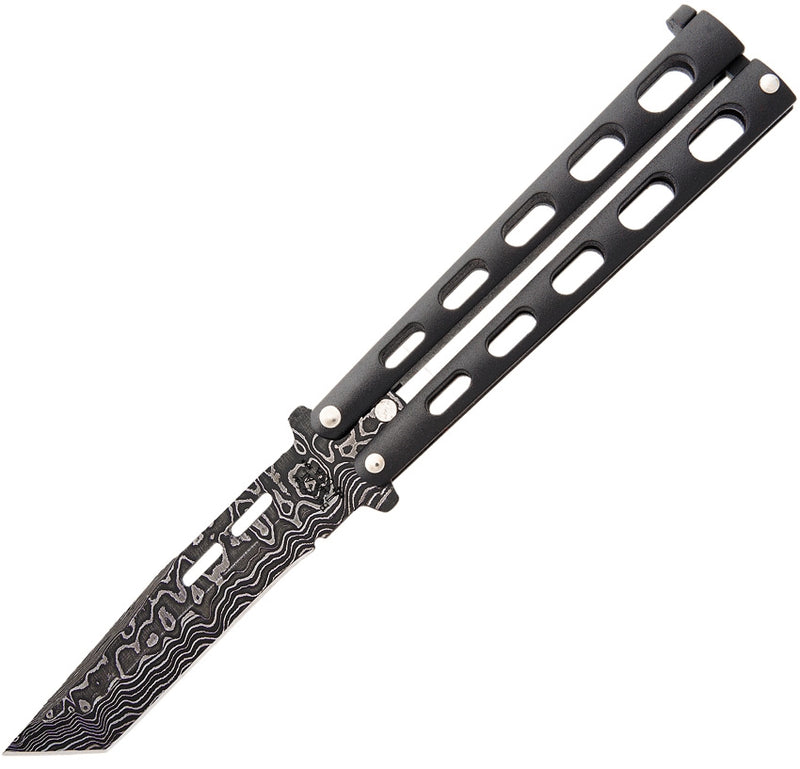 Bear & Son Butterfly Folding Knife 3.38" Damascus Steel Blade Silver Vein Powder Coated Zinc Handle 115TAND -Bear & Son - Survivor Hand Precision Knives & Outdoor Gear Store