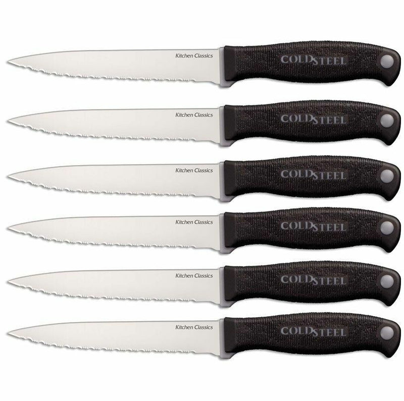 Cold Steel Steak Knife Set 6 Steak Fixed Knife 4.5" 4116 Steel Blades Kray-Ex Handle 59KSS6Z -Cold Steel - Survivor Hand Precision Knives & Outdoor Gear Store
