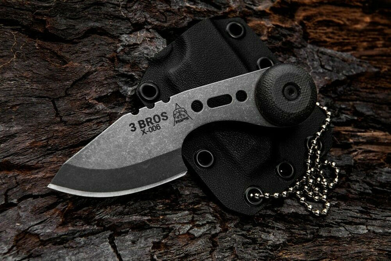 TOPS 3 Bros Neck Fixed Knife 2" 1095HC Steel Blade Black Canvas Micarta Handle 3BR01 -TOPS - Survivor Hand Precision Knives & Outdoor Gear Store