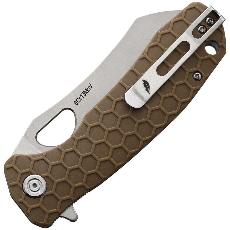 Honey Badger Knives Linerlock Folding Knife 3.63" 8Cr13MoV Steel Warncleaver Blade Tan Textured GRN Handle 1032 -Honey Badger Knives - Survivor Hand Precision Knives & Outdoor Gear Store