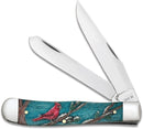 Case XX Trapper Cardinal Pocket Knife Stainless Steel Clip/Spey Blades Embellished Color Wash Natural Bone Handle 39159 -Case Cutlery - Survivor Hand Precision Knives & Outdoor Gear Store