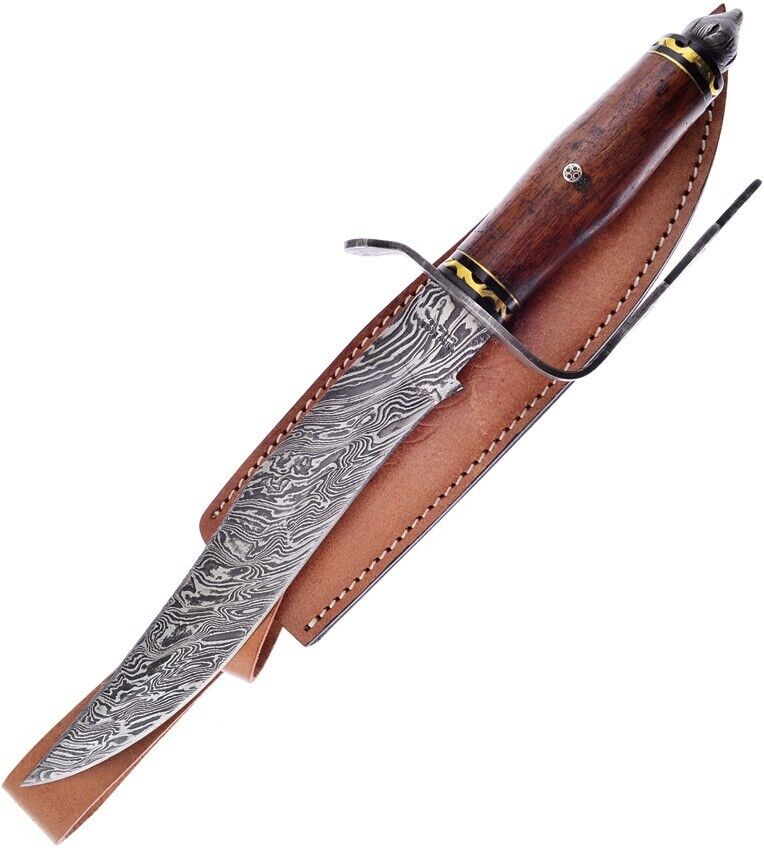 Frost Cutlery Fixed Knife 9.5" Damascus Steel Full Tang Blade Rosewood Handle FD70RW -Frost Cutlery - Survivor Hand Precision Knives & Outdoor Gear Store