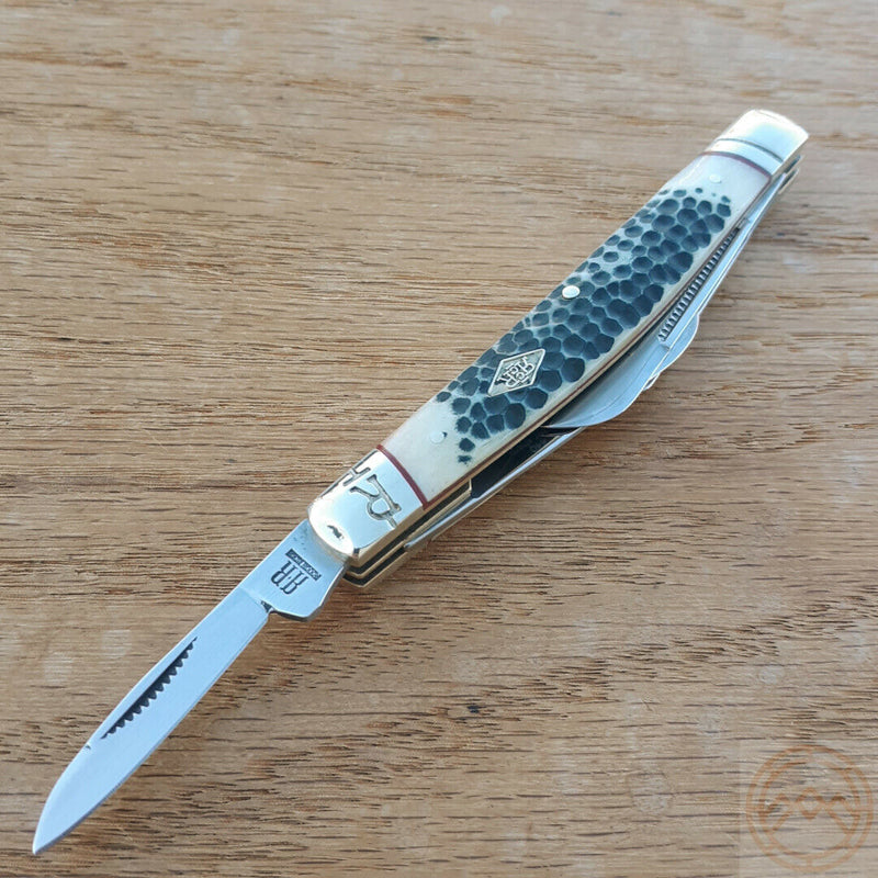 Rough Ryder Congress Pocket Knife 440 Steel Twin Sheepsfoot / Coping / Pen Blades Buckshot Bone Handle 2325 -Rough Ryder - Survivor Hand Precision Knives & Outdoor Gear Store