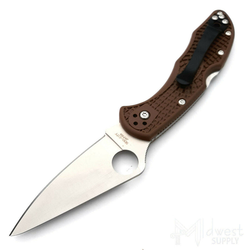 Spyderco Delica Lockback Folding Knife 3" VG-10 Steel Blade Brown Textured FRN Handle 11FPBN -Spyderco - Survivor Hand Precision Knives & Outdoor Gear Store