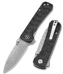 QSP Knife Hawk Folding Knife 3.25" Damascus Steel Blade Carbon Fiber Handle 131A -QSP Knife - Survivor Hand Precision Knives & Outdoor Gear Store