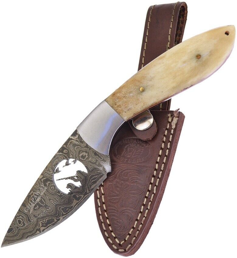 Frost Cutlery Duck Bowie Fixed Knife 3.75" Damascus Steel Blade White Smooth Bone Handle W991WSBDK -Frost Cutlery - Survivor Hand Precision Knives & Outdoor Gear Store