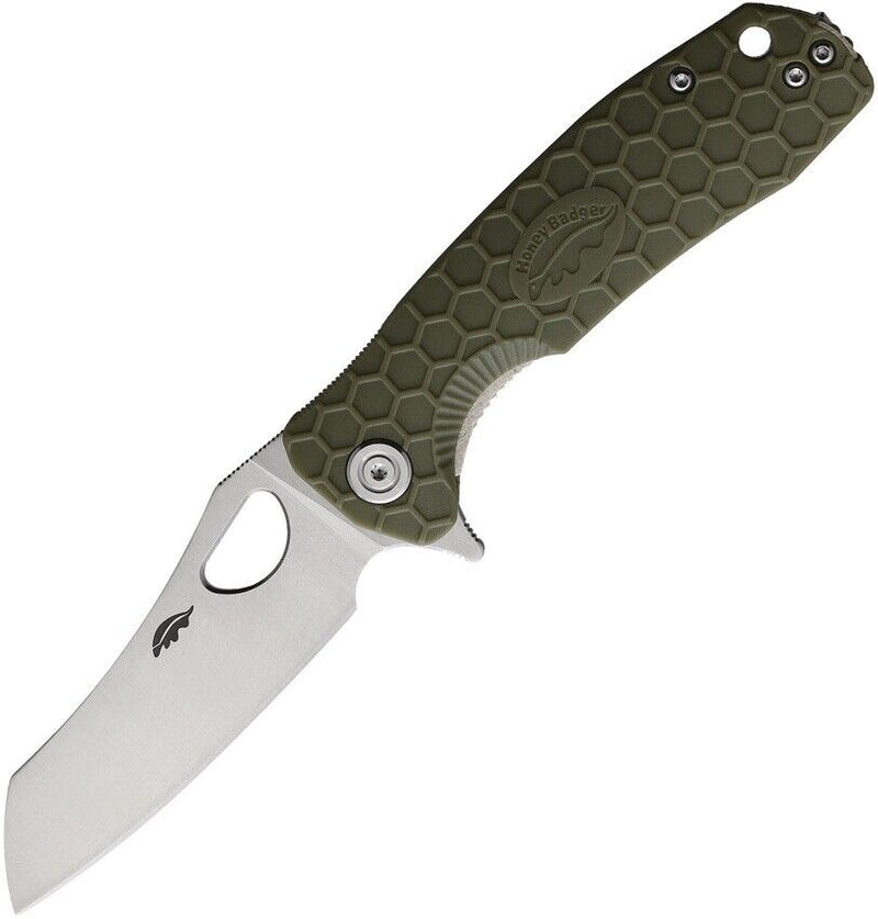 Honey Badger Knives Linerlock Folding Knife 3.13" 8Cr13MoV Steel Warncleaver Blade Green Textured GRN Handle 1040 -Honey Badger Knives - Survivor Hand Precision Knives & Outdoor Gear Store