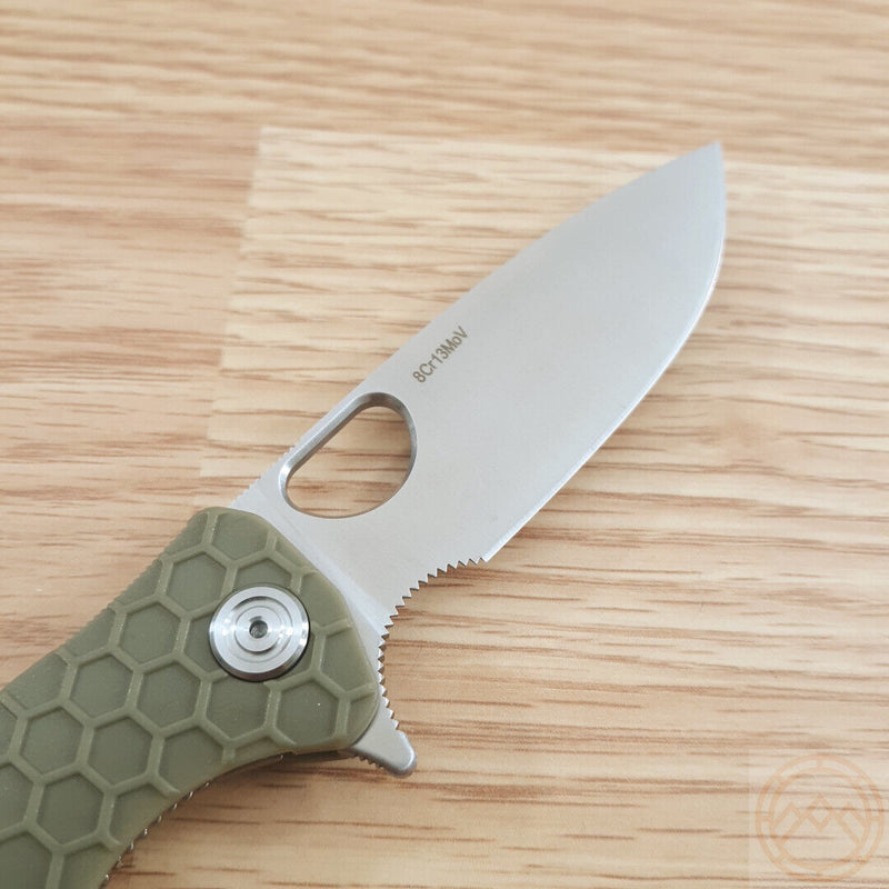 Honey Badger Knives Medium Linerlock Folding Knife 3.13" 8Cr13MoV Steel Drop Point Blade Green Textured GRN Handle 1013 -Honey Badger Knives - Survivor Hand Precision Knives & Outdoor Gear Store