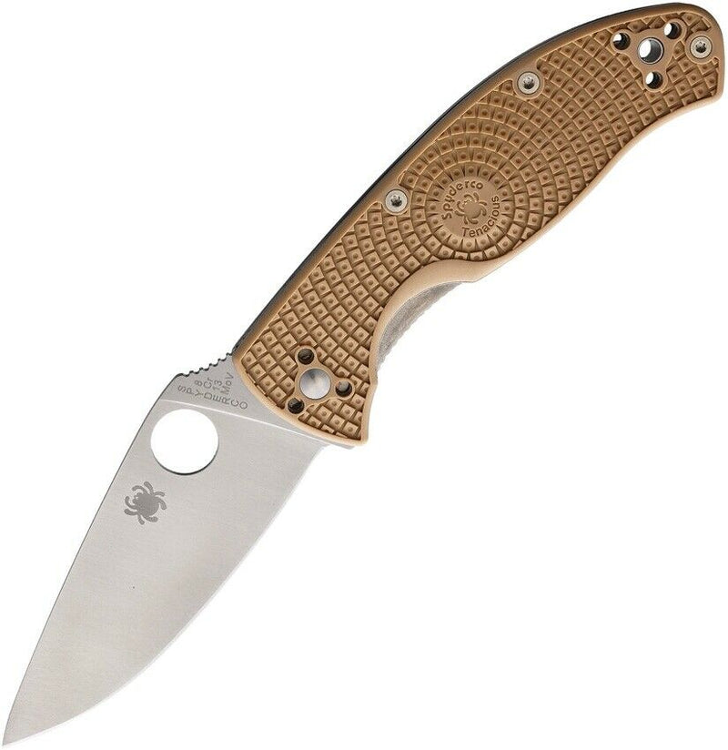 Spyderco Tenacious LWT Tan Folding Knife 3.38" 8Cr13MoV Steel Blade FRN Handle 122PTN -Spyderco - Survivor Hand Precision Knives & Outdoor Gear Store