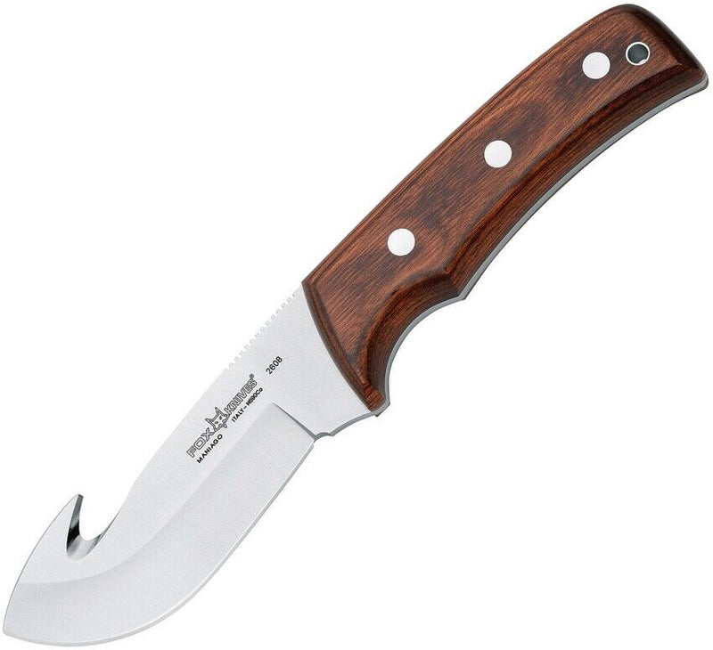 Fox Big Game Fixed Knife 4.25" N690 Steel Skinner Blade Brown Pakkawood Handle 2608 -Fox - Survivor Hand Precision Knives & Outdoor Gear Store