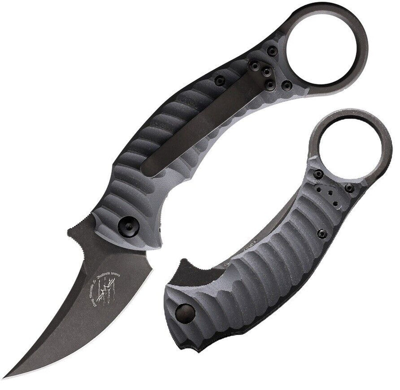 Bastinelli Creations Mako Linerlock Folding Knife 2.75" Bohler N690 Steel Karambit Blade Gray G10 Handle 18GP -Bastinelli Creations - Survivor Hand Precision Knives & Outdoor Gear Store