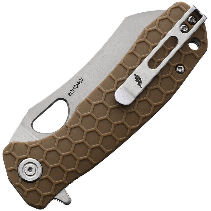 Honey Badger Knives Linerlock Folding Knife 3.13" 8Cr13MoV Steel Warncleaver Blade Tan Textured GRN Handle 1039 -Honey Badger Knives - Survivor Hand Precision Knives & Outdoor Gear Store