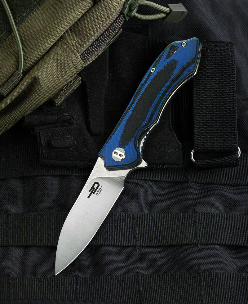 Bestech Knives Beluga Folding Knife 3" D2 Tool Steel Blade Black/Blue G10 Handle G11G2 -Bestech Knives - Survivor Hand Precision Knives & Outdoor Gear Store