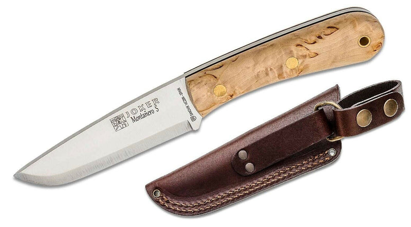 Joker Montanero Fixed Knife 4.5" 14C28N Sandvik Steel Full Tang Blade Curly Birch Handle RCL135 -Joker - Survivor Hand Precision Knives & Outdoor Gear Store