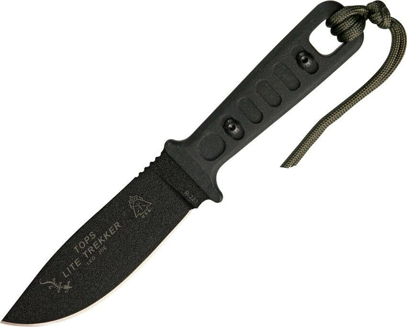 TOPS Lite Trekker Fixed Knife 4.25" 1095HC Steel Blade Micarta / Black Composition Handle TLT01SB -TOPS - Survivor Hand Precision Knives & Outdoor Gear Store