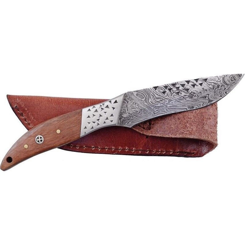 Frost Cutlery Skinner Fixed Knife 3.75" Damascus Steel Blade Olive Wood Handle FD78OW -Frost Cutlery - Survivor Hand Precision Knives & Outdoor Gear Store