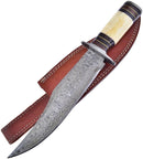Frost Cutlery Bowie Fixed Knife 8.5" Damascus Steel Blade Bone/Walnut Handle VFD20WWSB -Frost Cutlery - Survivor Hand Precision Knives & Outdoor Gear Store