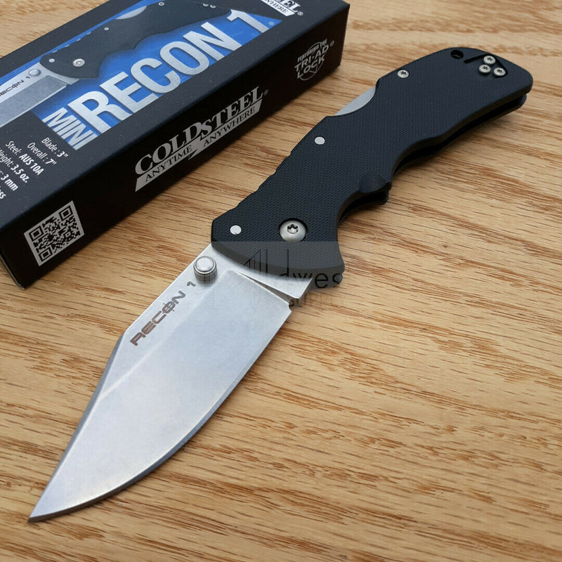 Cold Steel Mini Recon 1 Folding Knife 3" AUS-10A Steel Blade Black GRN Handle 27BAC -Cold Steel - Survivor Hand Precision Knives & Outdoor Gear Store