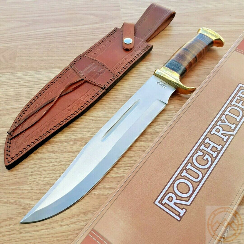 Rough Ryder Bowie Fixed Knife 11" Stainless Steel Blade Stacked Leather And Pakkawood Handle 2006 -Rough Ryder - Survivor Hand Precision Knives & Outdoor Gear Store